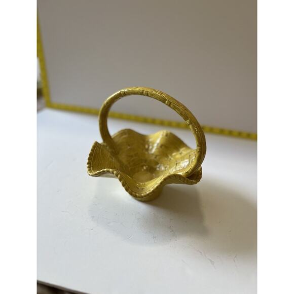 Vintage Ceramic Basket Yellow Weave With Handle Easter 1978 Nowells - Picture 14 of 16